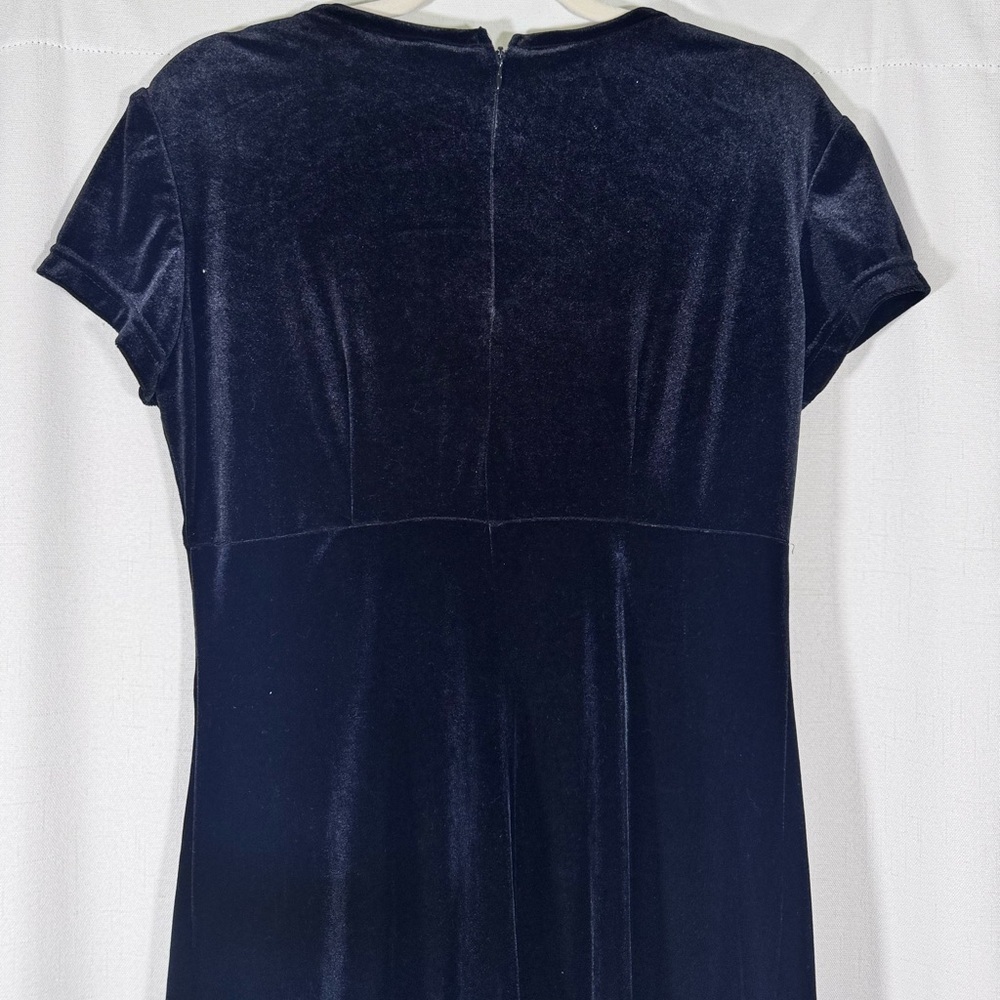 90s Jeffrey & Dara Vintage Black Velvet Dress with Rose Print - Picture 5 of 8